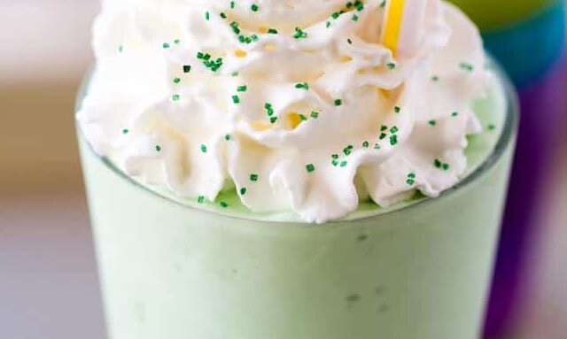 Shamrock Shake topped with cherry