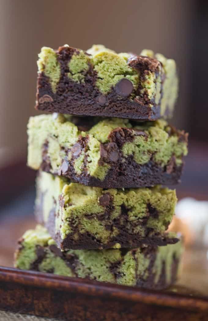 Mint Chocolate Chip Brookies are a delicious combination of mint chocolate chip cookies and rich dark chocolate brownies that tastes like your favorite thin mint cookies.