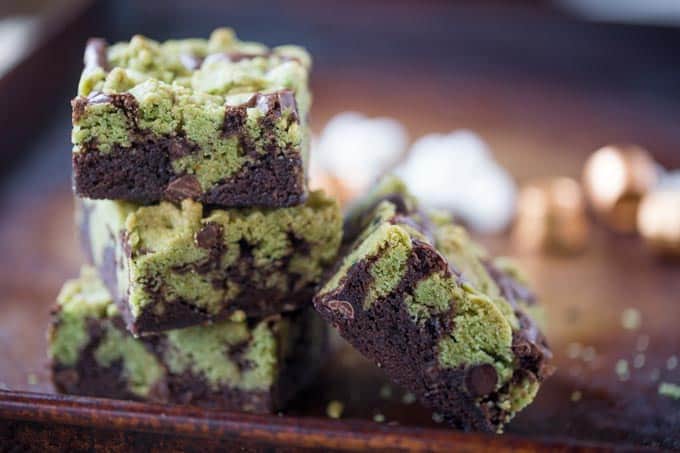 Mint Chocolate Chip Brookies are a delicious combination of mint chocolate chip cookies and rich dark chocolate brownies that tastes like your favorite thin mint cookies.