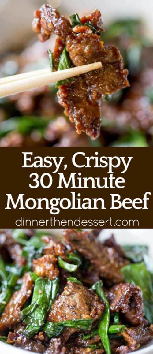 Mongolian Beef that's easy to make in just 30 minutes, crispy, sweet and full of garlic and ginger flavors you love from your favorite Chinese restaurant.