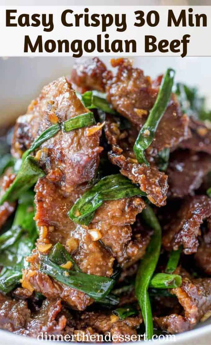 Mongolian Beef that's easy to make in just 30 minutes, crispy, sweet and full of garlic and ginger flavors you love from your favorite Chinese restaurant.