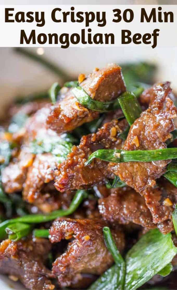 Mongolian Beef that's easy to make in just 30 minutes, crispy, sweet and full of garlic and ginger flavors you love from your favorite Chinese restaurant.