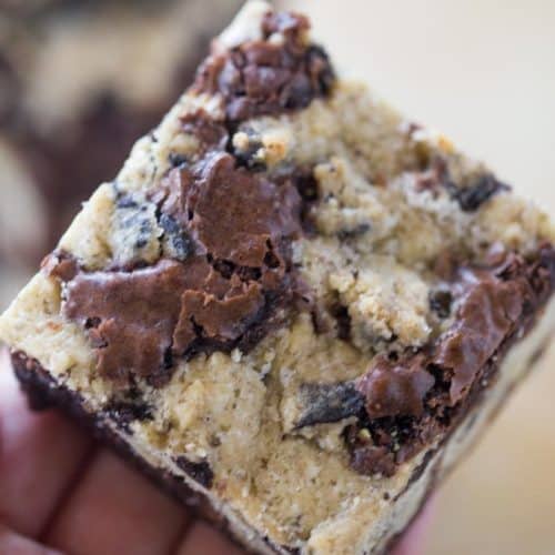 Oreo Chunk Brookies are the best of both worlds with an crispy oreo chunk cookie top and rich chewy dark chocolate brownie bottom.