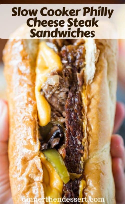 Easy Slow Cooker Philly Cheese Steak Sandwiches Dinner, then Dessert