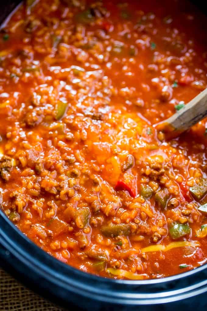 slow cooker unstuffed peppers