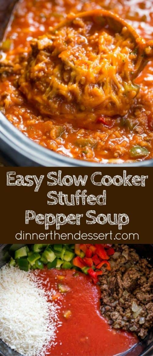 Slow Cooker Stuffed Pepper Soup Dinner, then Dessert