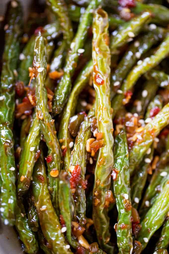 Spicy Chinese Sichuan Green Beans are the perfect easy side dish to your favorite Chinese meal and they're a breeze to make with just a few ingredients.