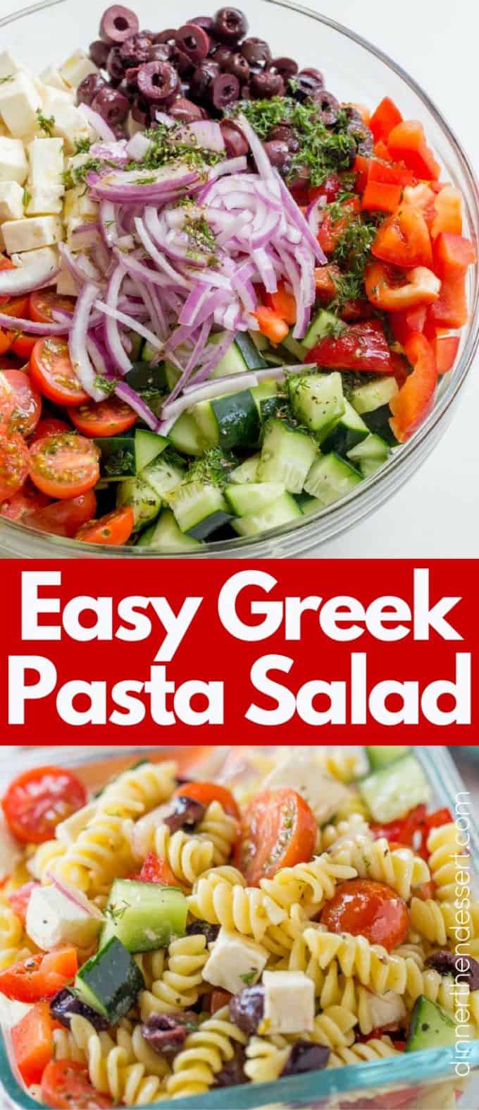 Easy Greek Pasta Salad {So Easy and YUM} - Dinner, then Dessert