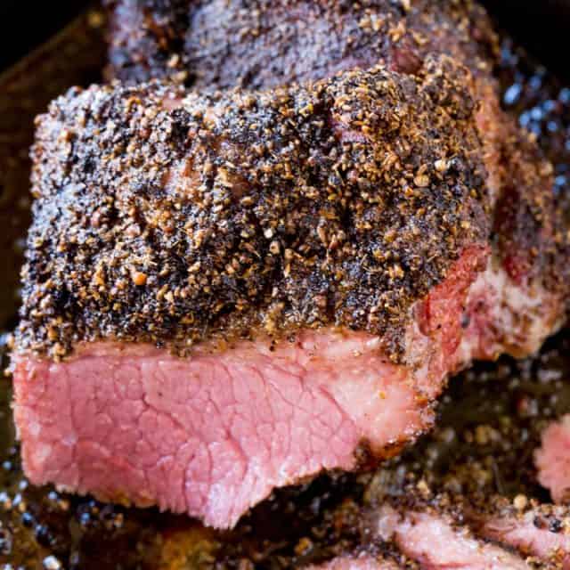 Easy Homemade Pastrami that tastes like your favorite deli sandwich without the high price tag using corned beef to skip the curing!