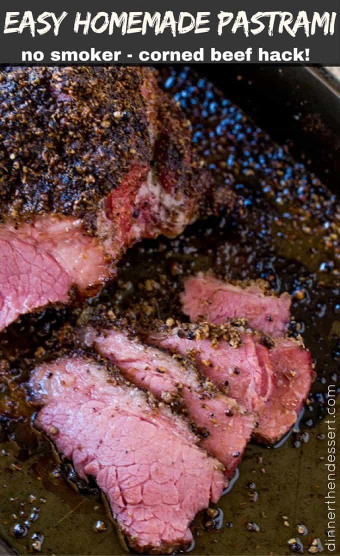Easy Homemade Pastrami that tastes like your favorite deli sandwich without the high price tag using corned beef to skip the curing!