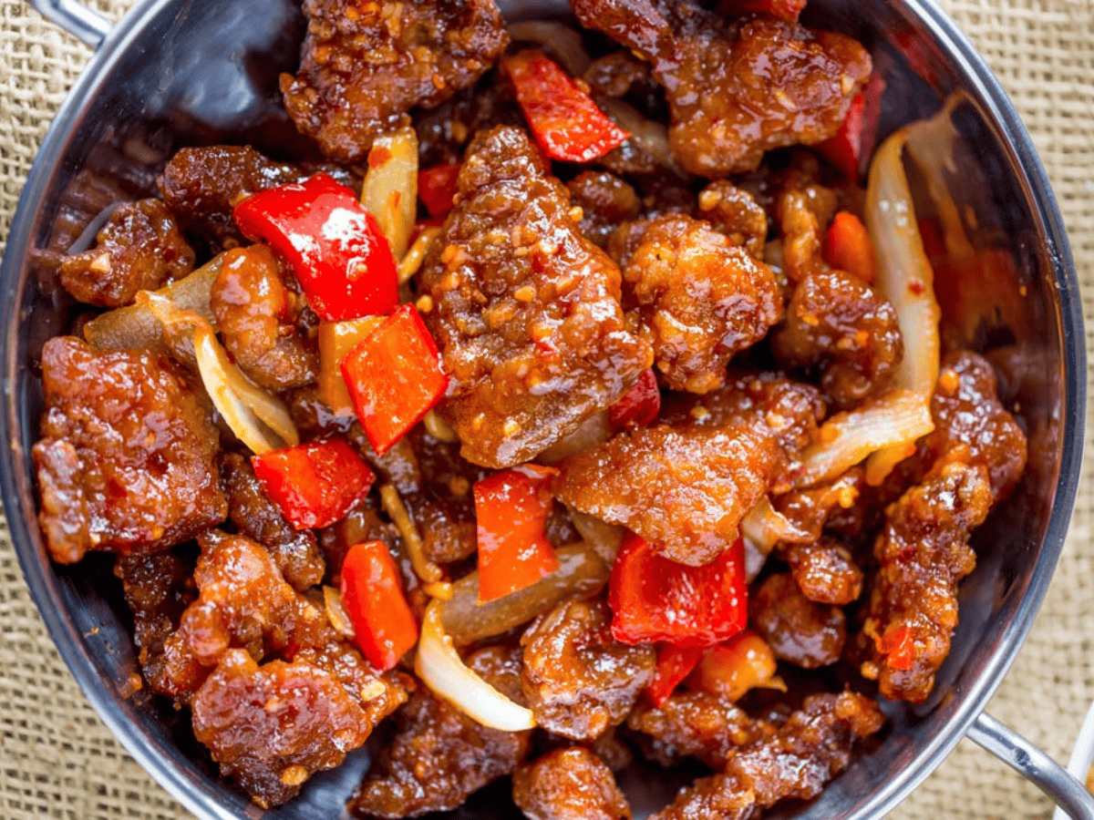 Cooked ingredients in a skillet