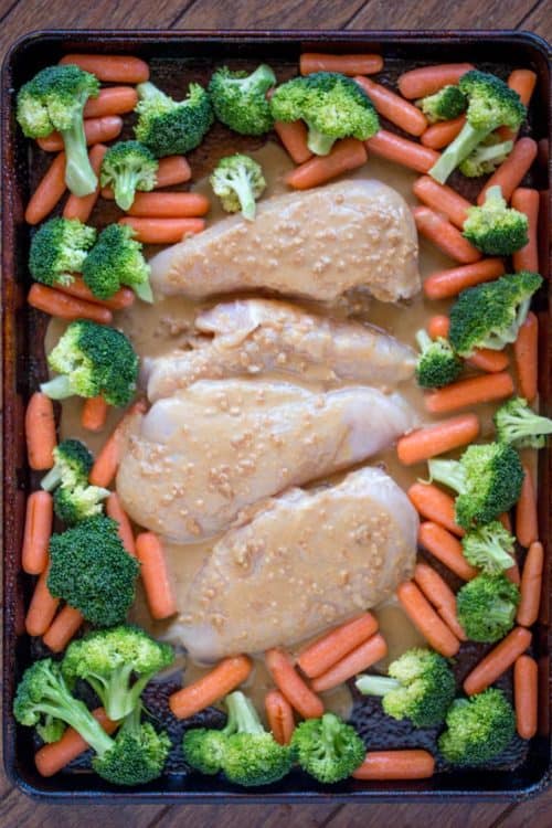 Sheet Pan Peanut Chicken and Vegetables - Dinner, then Dessert