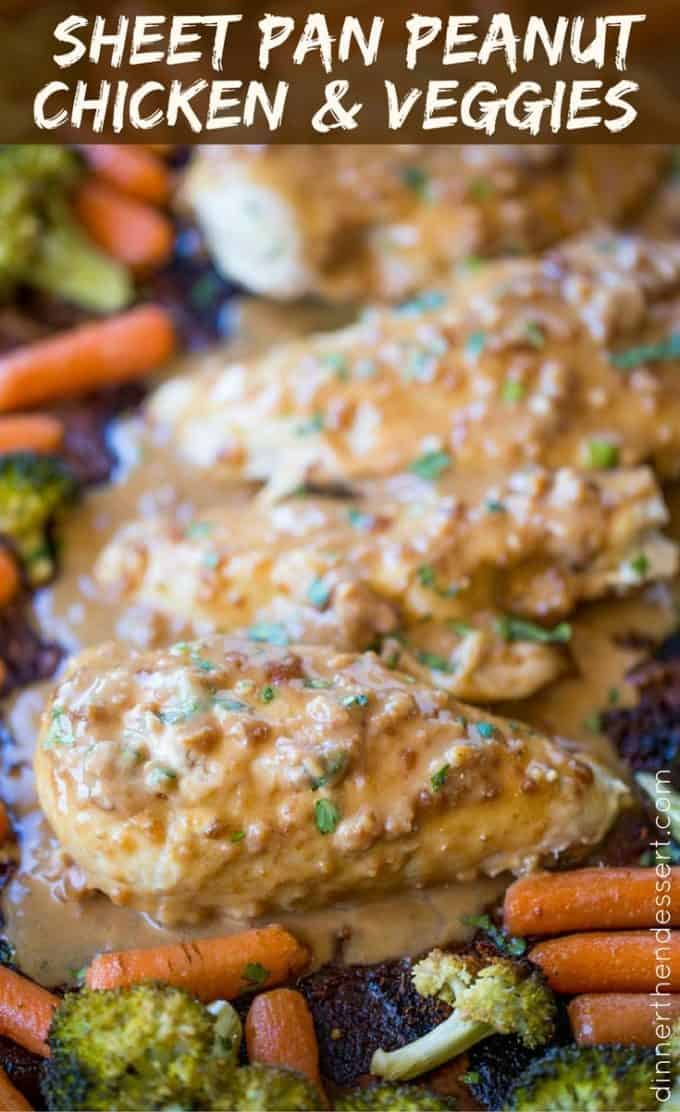 Sheet Pan Peanut Chicken and Vegetables - Dinner, then Dessert