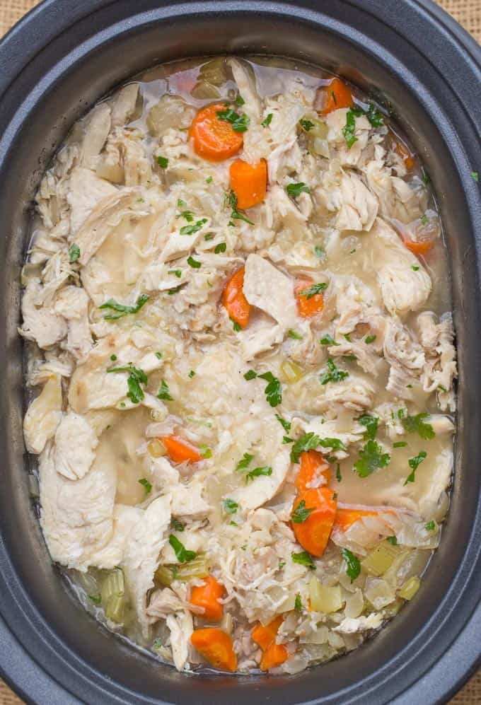 Slow Cooker Chicken and Rice Soup - Dinner, then Dessert