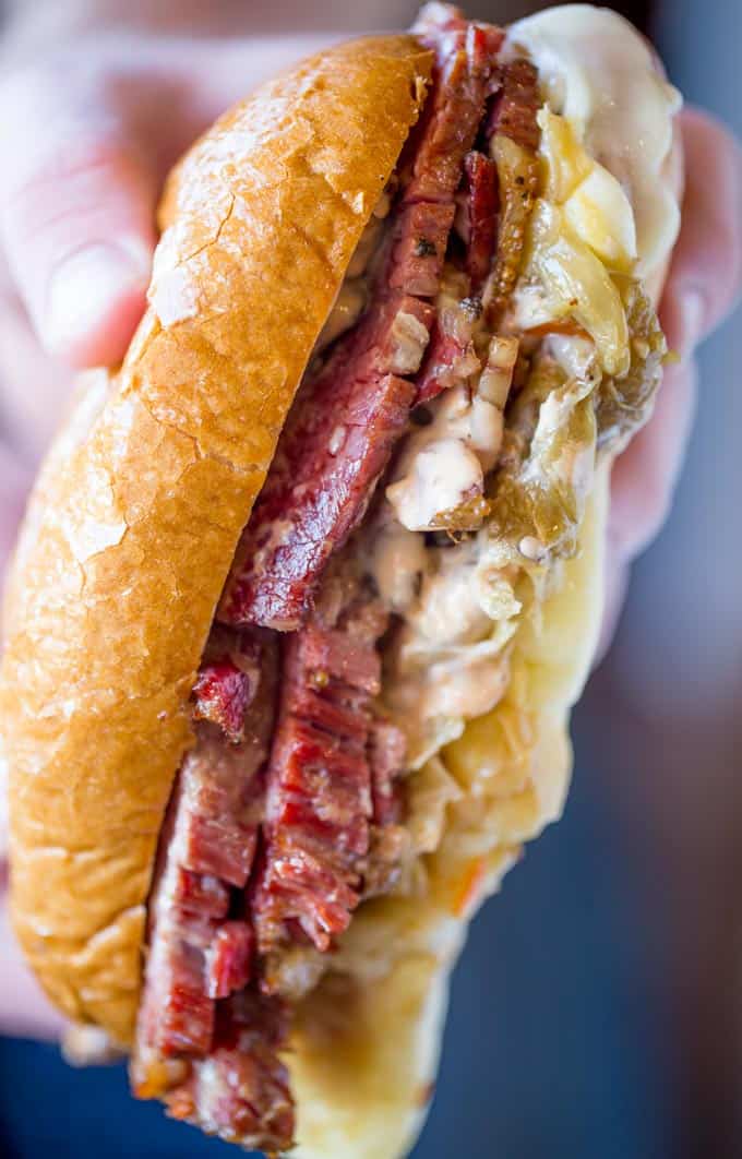 reuben sandwich made in the slow cooker