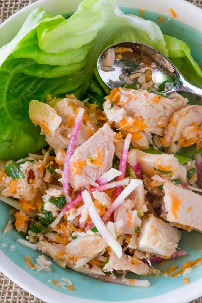 Asian Tuna Salad Lettuce Cups made with solid white albacore tuna in just minutes have all the flavors of your favorite Asian salad with added protein. Perfect for lunch!