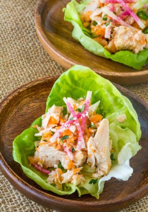 Asian Tuna Salad Lettuce Cups Dinner, then Dessert