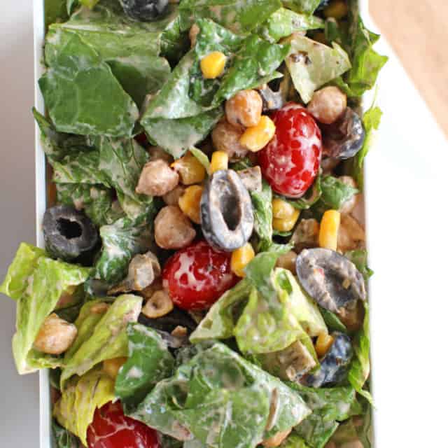 Chickpea Tex Mex Salad packed for a healthy lunch.