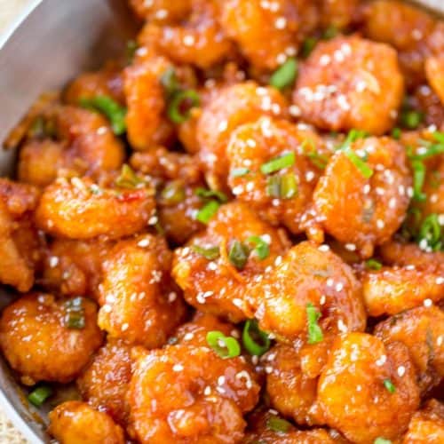 Honey Orange Firecracker Shrimp is sweet, spicy, sticky and crispy and so easy to make you'll throw your Chinese food takeout menus away!