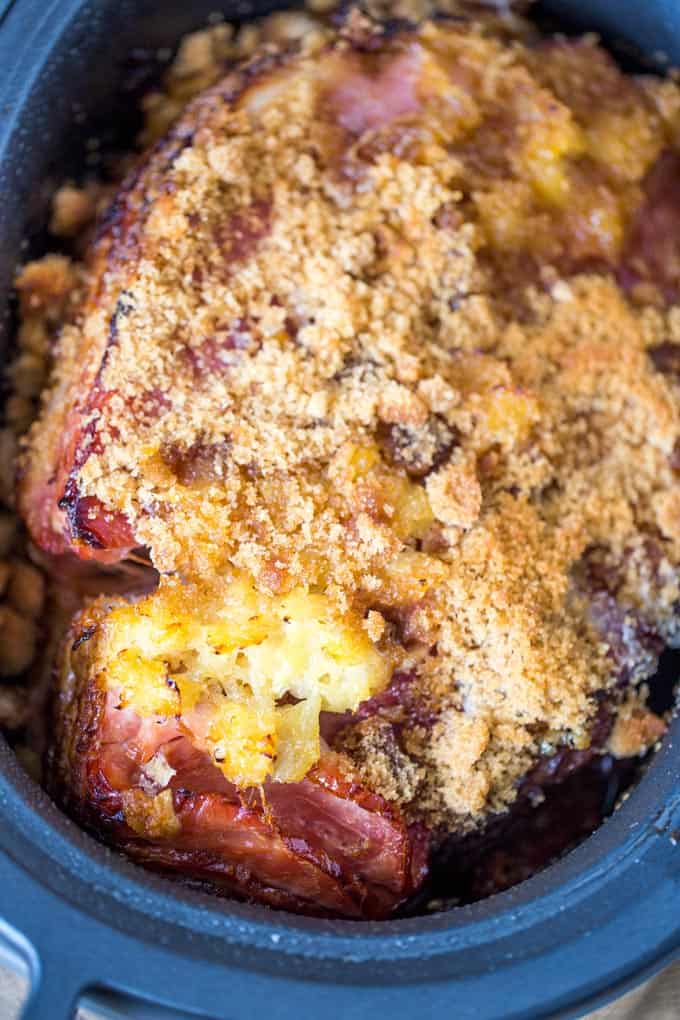 Slow Cooker Brown Sugar Pineapple Ham Recipe Dinner, then Dessert
