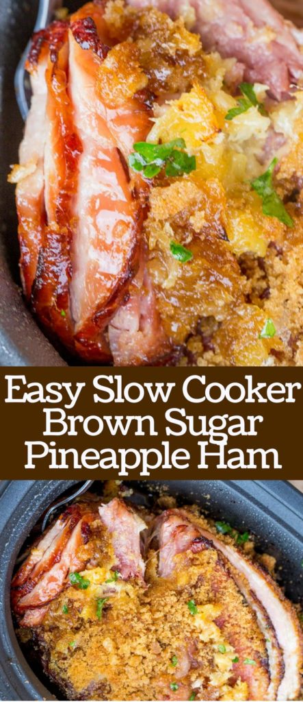 The BEST Crockpot Ham w/ Brown Sugar + Pineapple • FIVEheartHOME