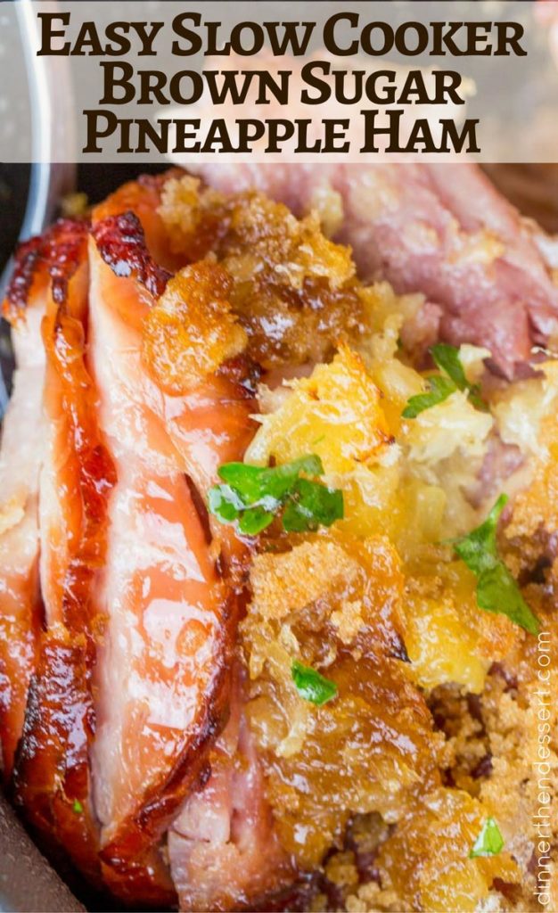 The BEST Crockpot Ham w/ Brown Sugar + Pineapple • FIVEheartHOME