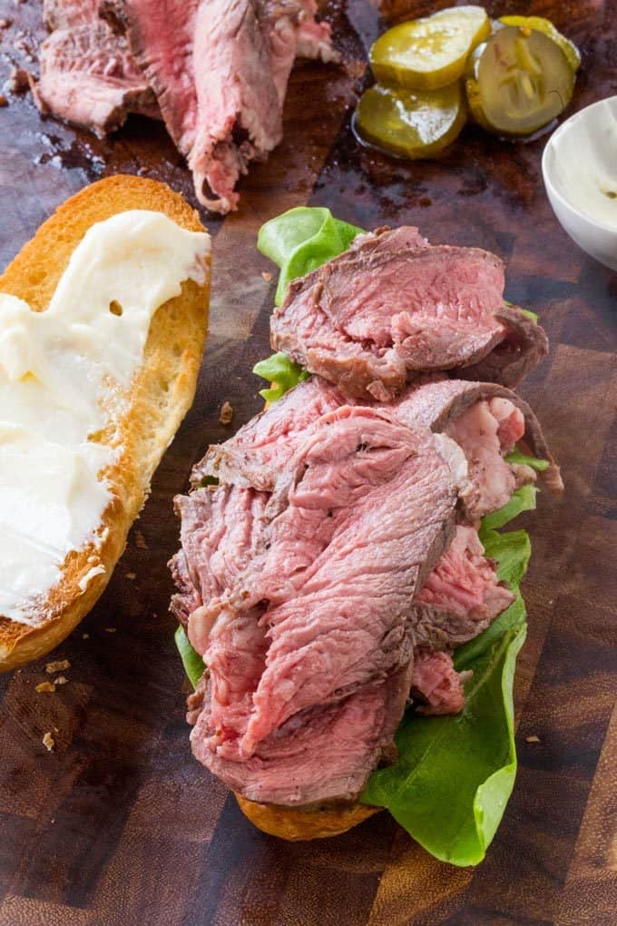 Slow Cooker Roast Beef Sandwiches with homemade horseradish that take less than two hours from start to finish and tastes amazing!