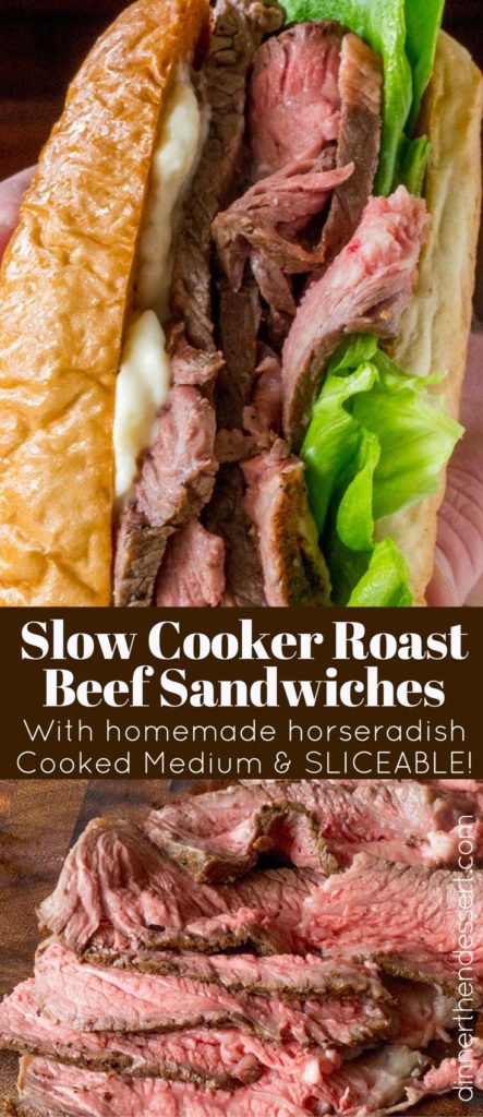 Slow Cooker Roast Beef Sandwiches with homemade horseradish that take less than two hours from start to finish and tastes amazing!