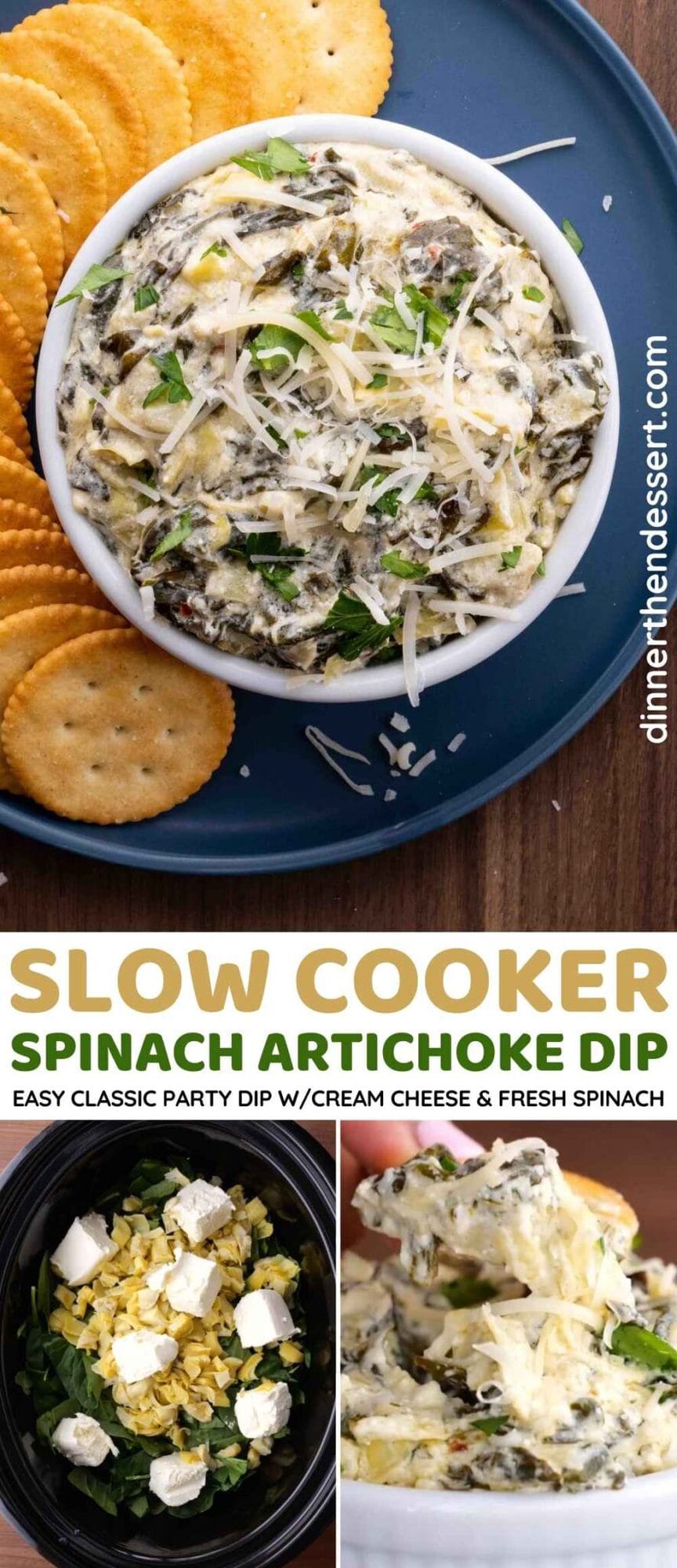 Slow Cooker Spinach Artichoke Dip Recipe [VIDEO] Dinner, then Dessert