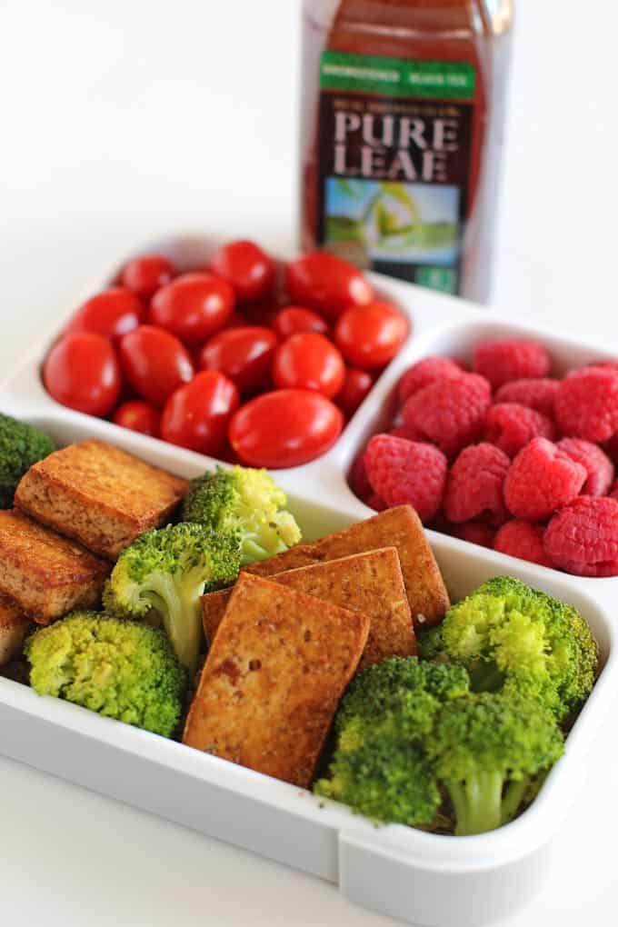 tea tofu served with tea bottle in background