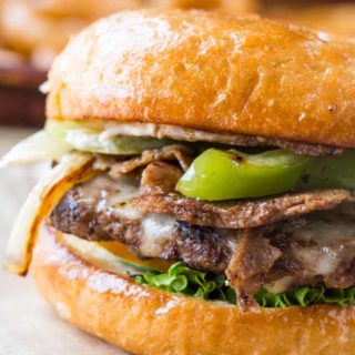 Philly Cheese Steak Burger that is easy to make and the best of both worlds, sub and burger!
