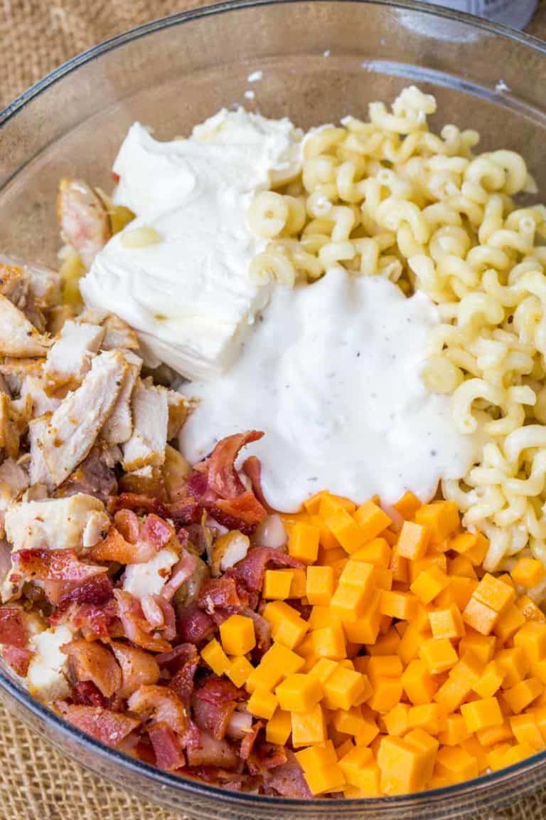 Chicken Bacon Ranch Pasta Salad Dinner, then Dessert