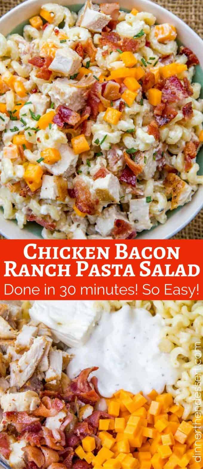 We love this Chicken Bacon Ranch Pasta Salad so much we've made it twice this week!