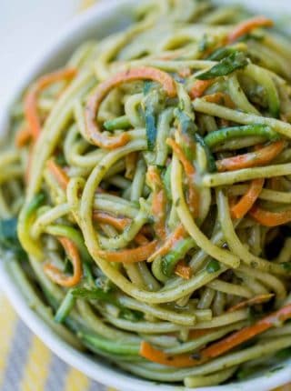 Easy Thai Green Curry Noodles that take just 20 minutes to make (including cooking the pasta!) and have the best coconut, ginger and garlic flavor with hidden veggies!