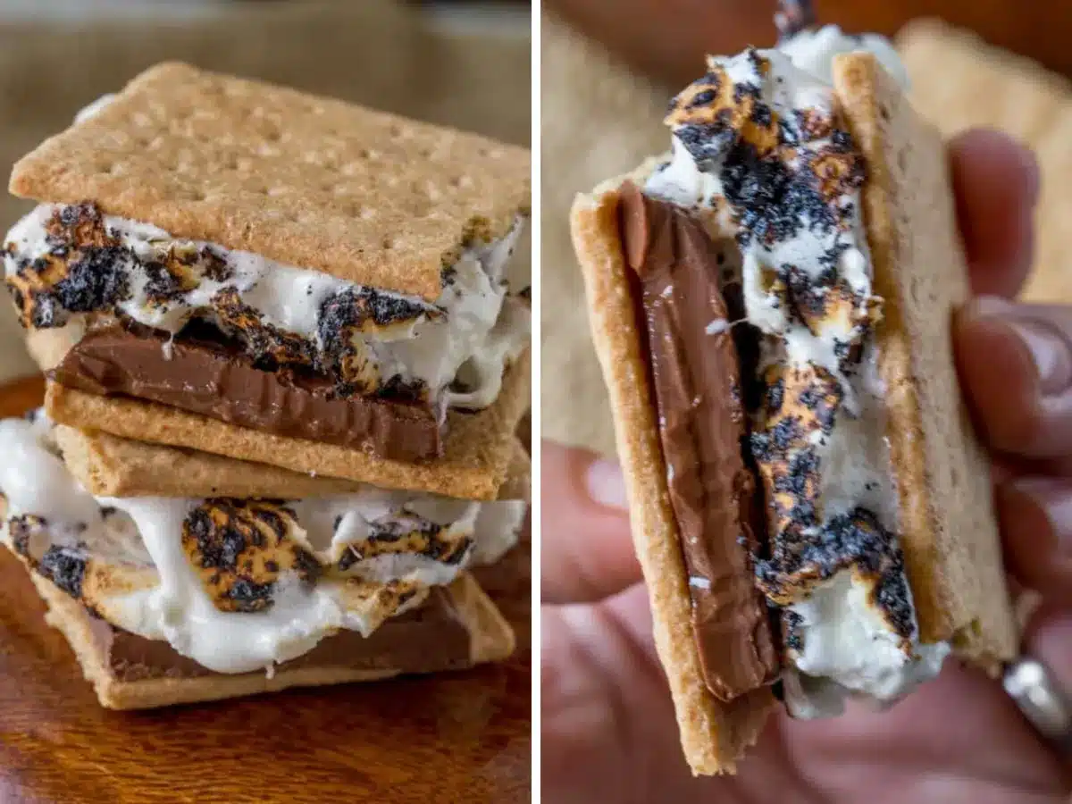 collage of finished dessert sandwiches 