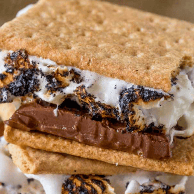 Assembled grilled s'mores stacked