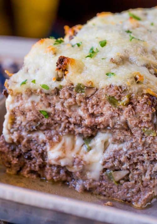 We LOVE this Philly Cheesesteak Meatloaf and even use leftovers on sandwiches.