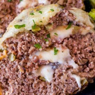 Meatloaf slices with cheese