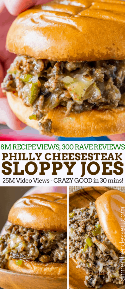 Philly Cheese Steak Sloppy Joes - Dinner, then Dessert
