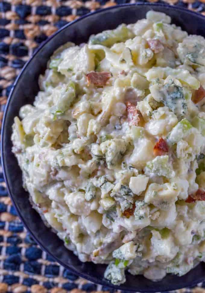 Quick and easy Bacon Blue Cheese Potato Salad.