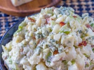 Bacon Blue Cheese Potato Salad takes the classic potato salad and kicks it up a notch with the flavors of bacon and blue cheese. This will be a summer bbq favorite!