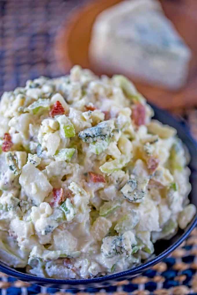 Bacon Blue Cheese Potato Salad takes the classic potato salad and kicks it up a notch with the flavors of bacon and blue cheese. This will be a summer bbq favorite!