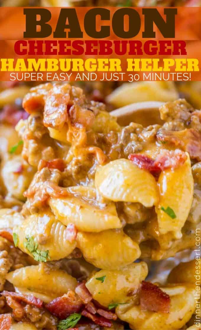 This Bacon Cheeseburger Hamburger Helper takes just 30 minutes and is perfect for weeknight meals!