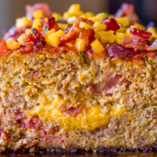 Cross section of meatloaf with cheese center