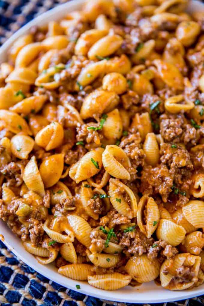 Cheesy Taco Pasta is easy to make and tastes like the Hamburger Helper you used to eat as a kid except better. Much better.