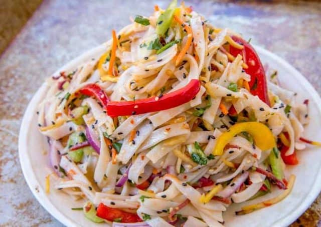 Cold Thai Noodle Salad in ceramic bowl