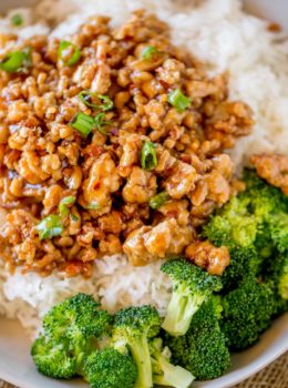 Ground Orange Chicken is made in one pot and only takes 20 minutes using a Panda Express copycat sauce. So much healthier than the original!