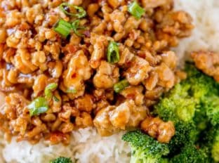 Ground Orange Chicken is made in one pot and only takes 20 minutes using a Panda Express copycat sauce. So much healthier than the original!