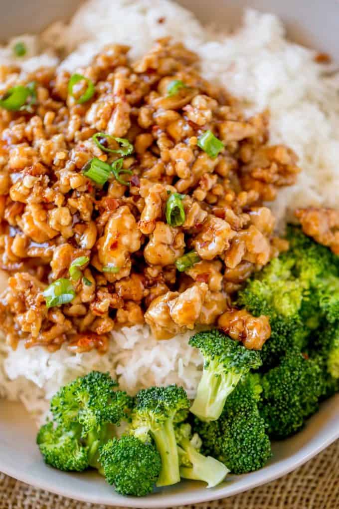 Ground Orange Chicken is made in one pot and only takes 20 minutes using a Panda Express copycat sauce. So much healthier than the original!