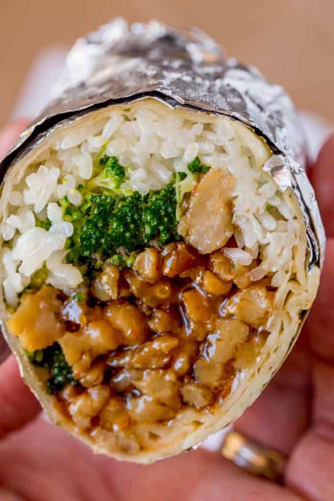 Orange Chicken Burrito with Panda Express Orange Chicken sauce is the best Asian Mexican fast food fusion ever.